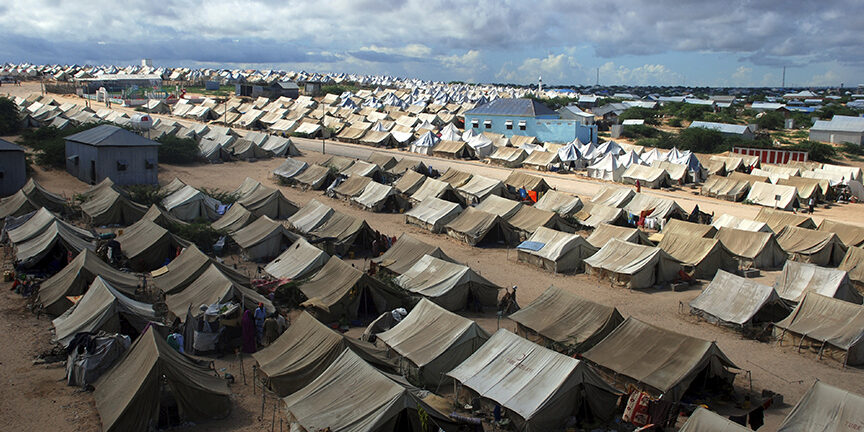 Mogadishu,Somalia-April, 30, 2013 :A general view of the tent camp where thousands of Somali immigrants on April 30, 2013, in Mogadishu,Somalia.